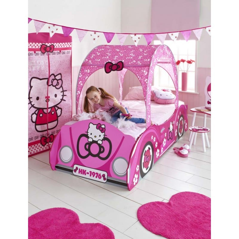 Cama infantil coche Hello Kitty 140 x 70cm con somier Incluido - Bainba Blog
