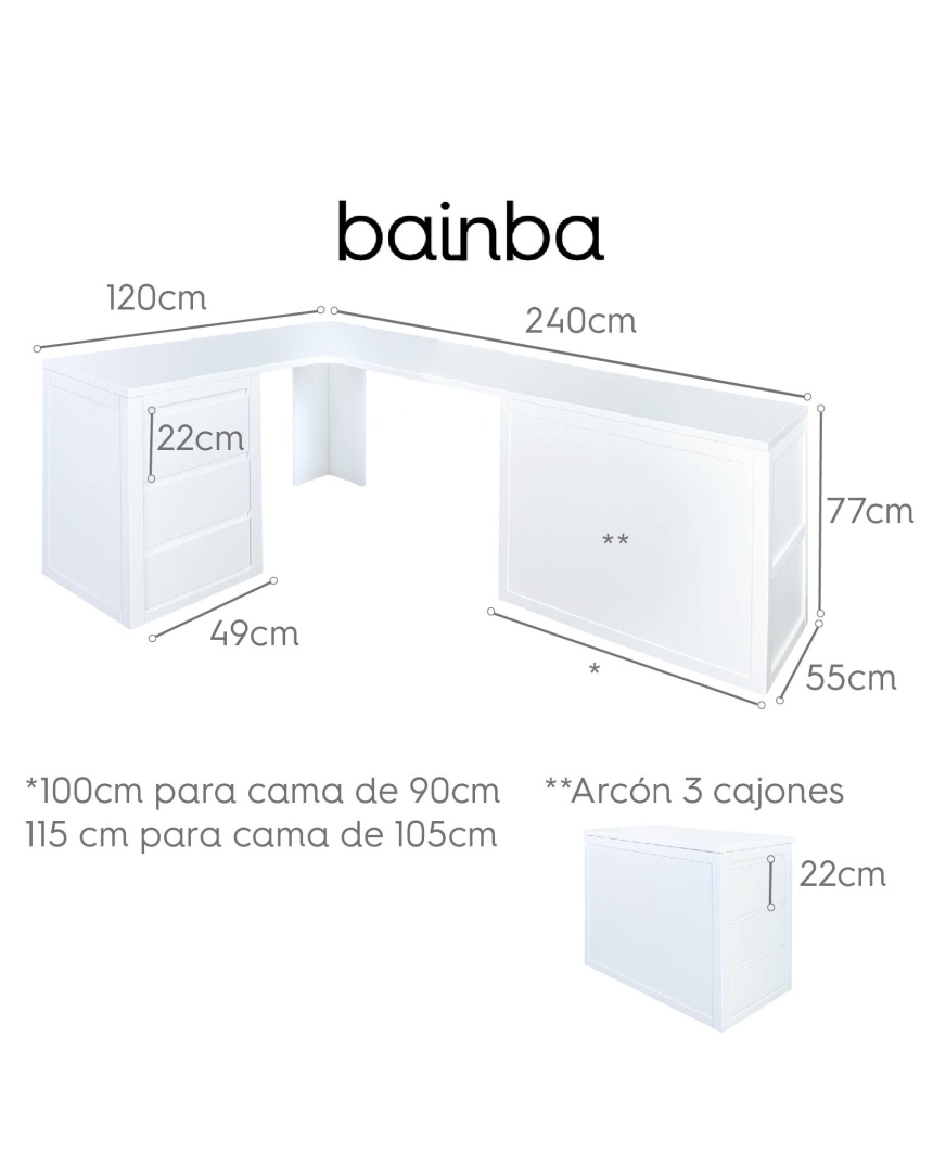 Mesa Escritorio esquinero con Arcón + Cajonera . Lineal 2
