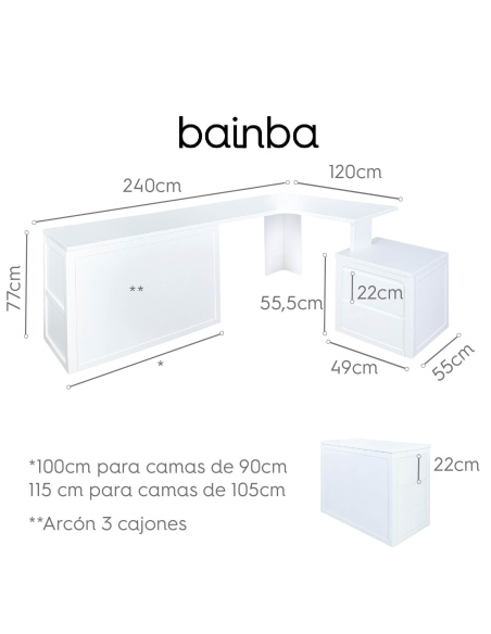 Mesa Escritorio esquinero con Arcón + Modulo DERECHA  Lineal