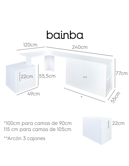 Mesa Escritorio esquinero con Arcón + Modulo DERECHA  Lineal