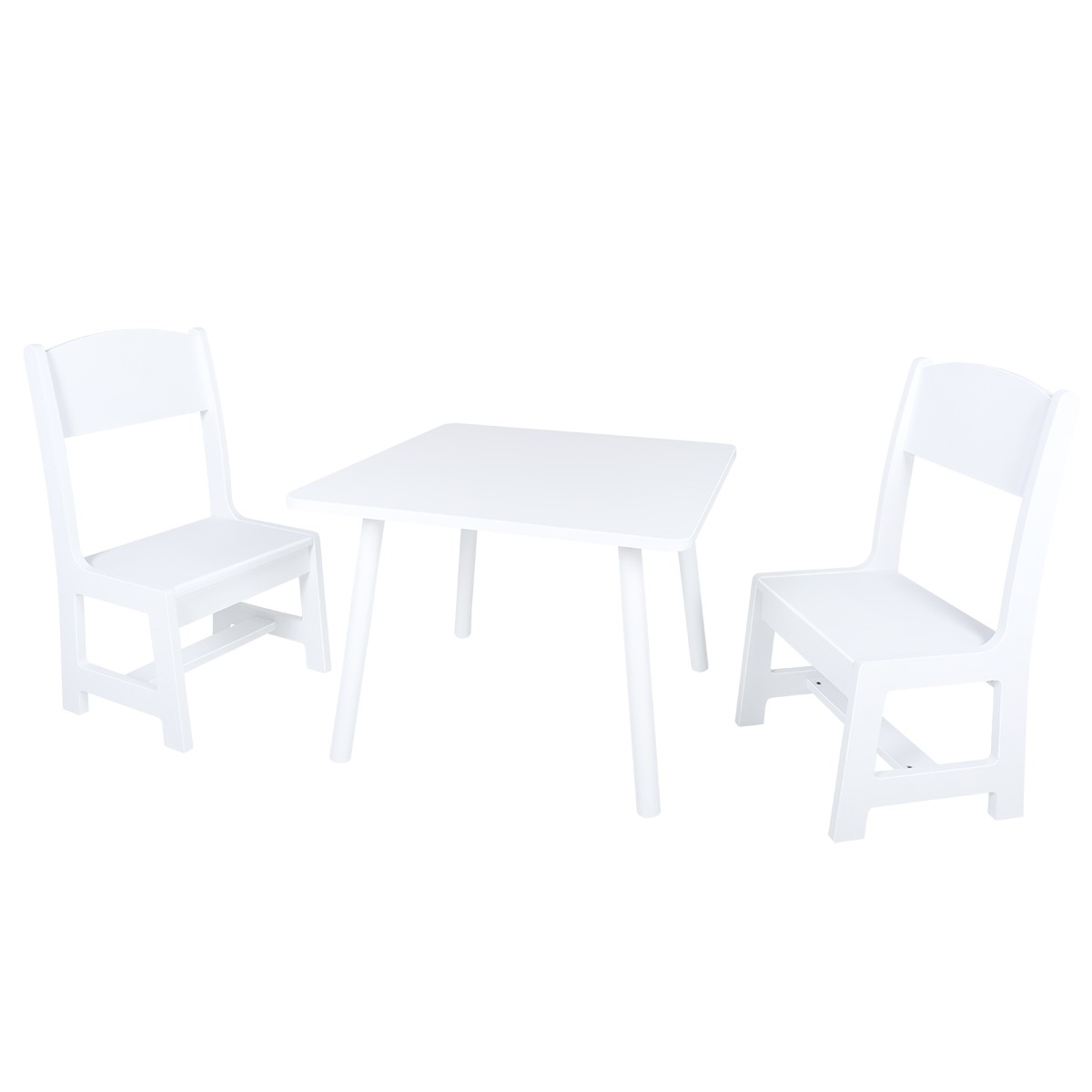 Mesa y dos sillas de madera para niños en blanco y azul de Labebe -  chicBebits