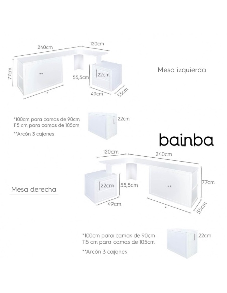 Mesa Escritorio esquinero con Arcón + Modulo DERECHA  Lineal