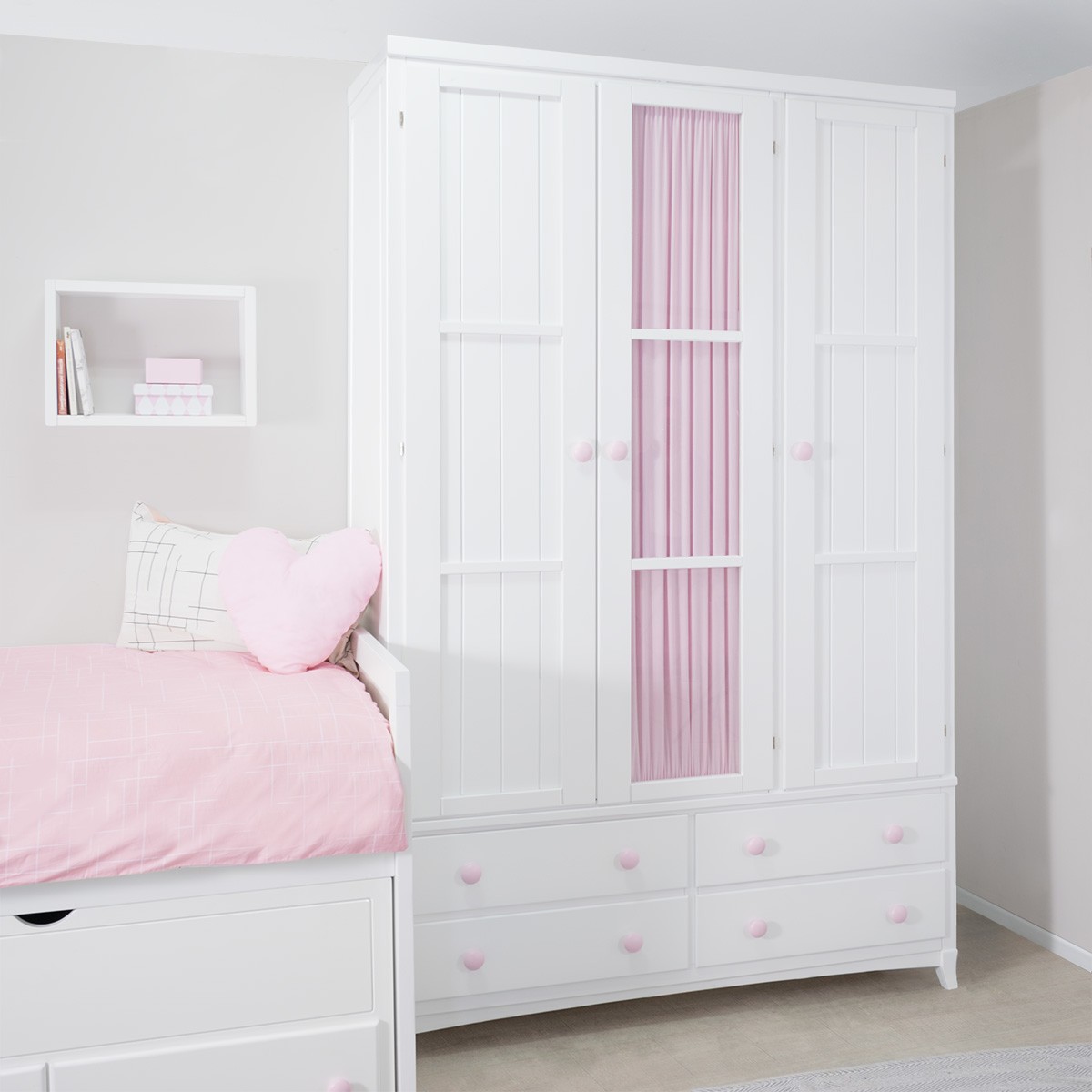Dormitorio para niñas compacto Lineal con armario- Envío Gratis