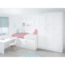 Habitación para niños pequeña con cama compacta Lineal y escritorio