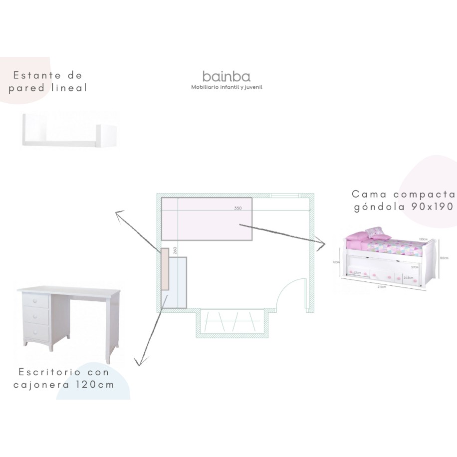 Plano distribución - Dormitorio Juvenil Compacto Góndola