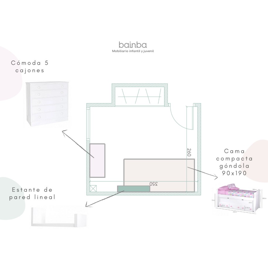 plano distribución Dormitorio Adolescentes Compacta Gondola