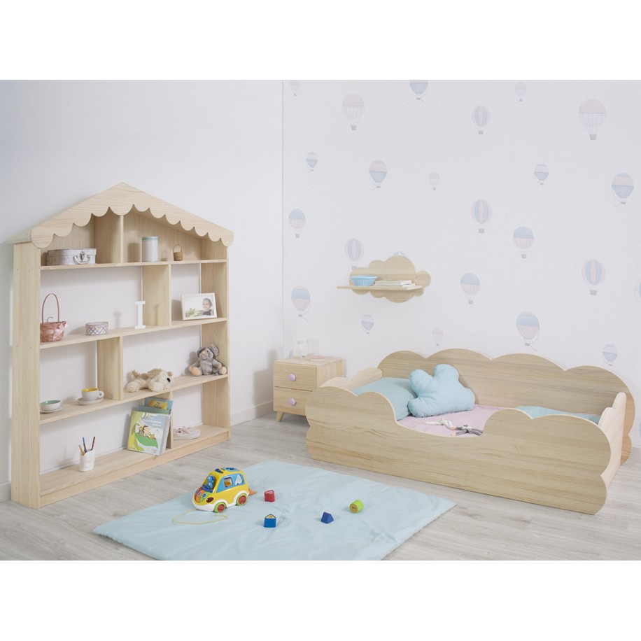 Dormitorio infantil Montessori Nube. Madera Natural
