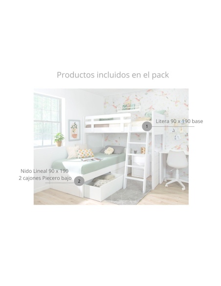 PRODUCTOS PACK - Litera juvenil en L - Lineal piecero bajo