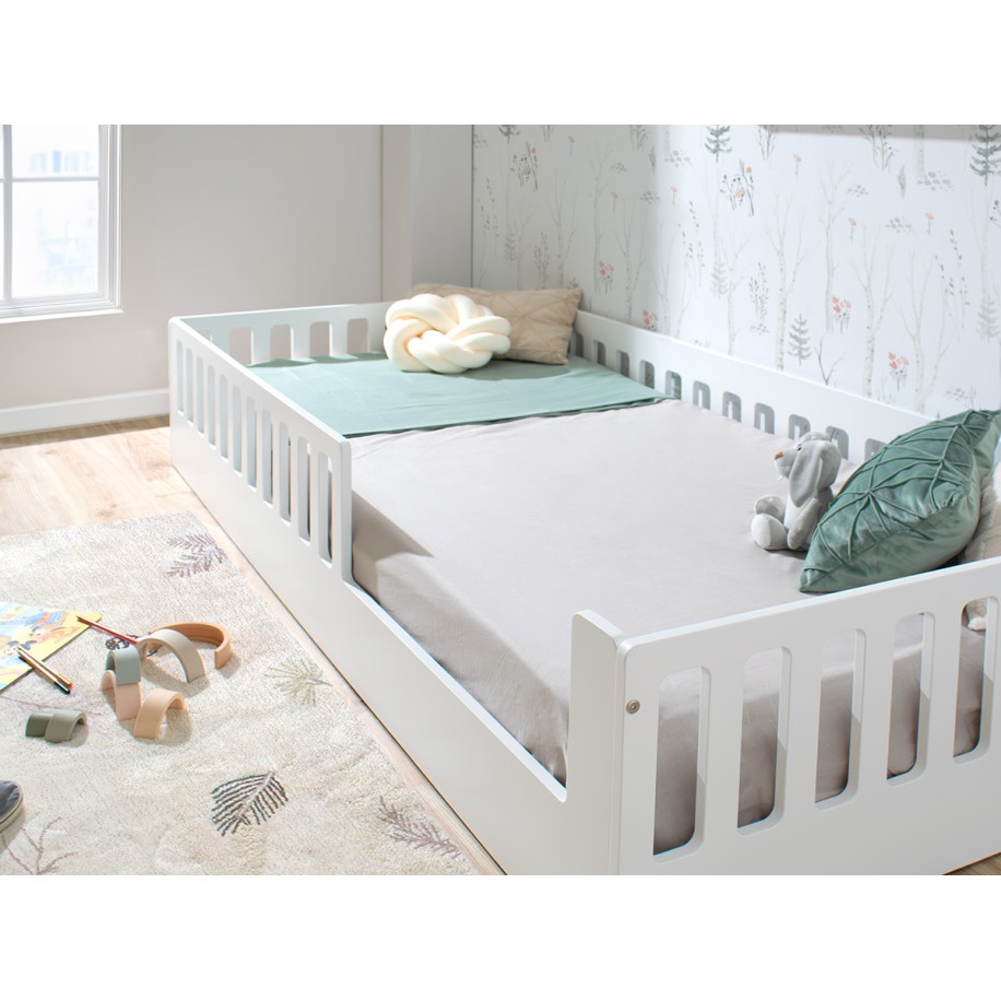 Cama Montessori Barrotes Creta Blanca