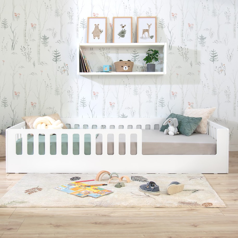 Cama Montessori Barrotes Creta Blanca