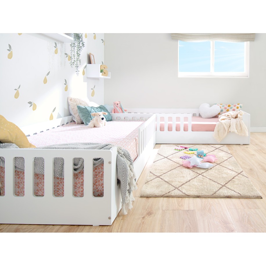 Cama Montessori Barrotes Creta Blanca