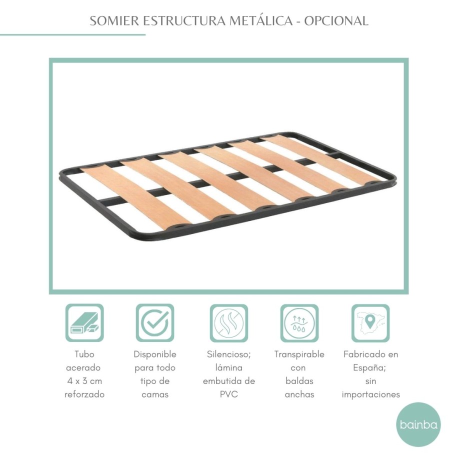 Cama con cajones juvenil blanca y madera natural - Piecero bajo