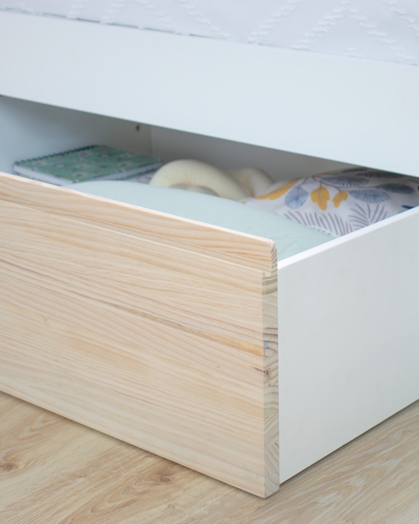 Cama con cajones juvenil en blanco y madera | Envío gratis e inmediato 2