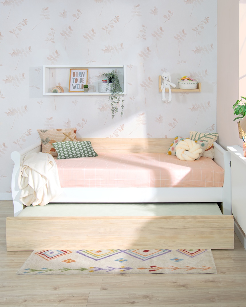 Cama nido infantil Góndola blanca y madera natural  - Envío gratis 2