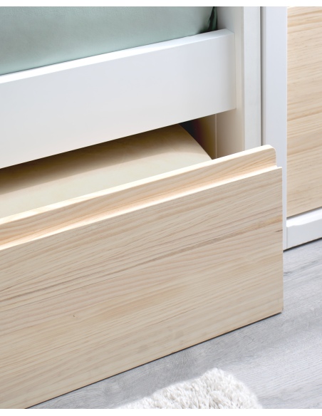 Cama nido infantil nube. Blanca y madera natural. Envío gratuito