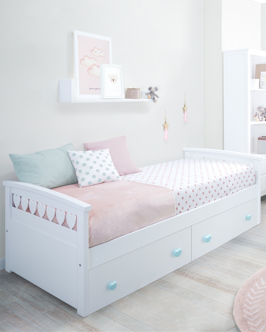 Cama Corazones con cajones - Envío Rápido y gratuito 2