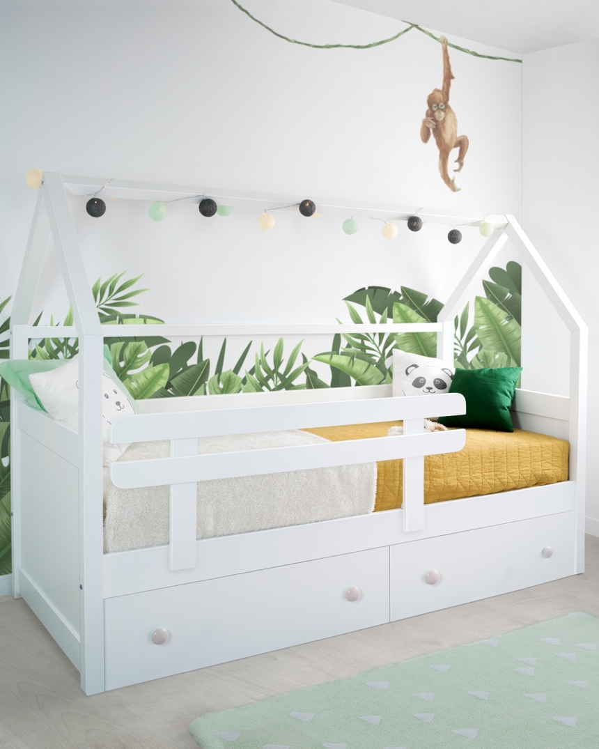 Cama Cabaña Blanca con cajones - Envío Rápido y gratuito 2