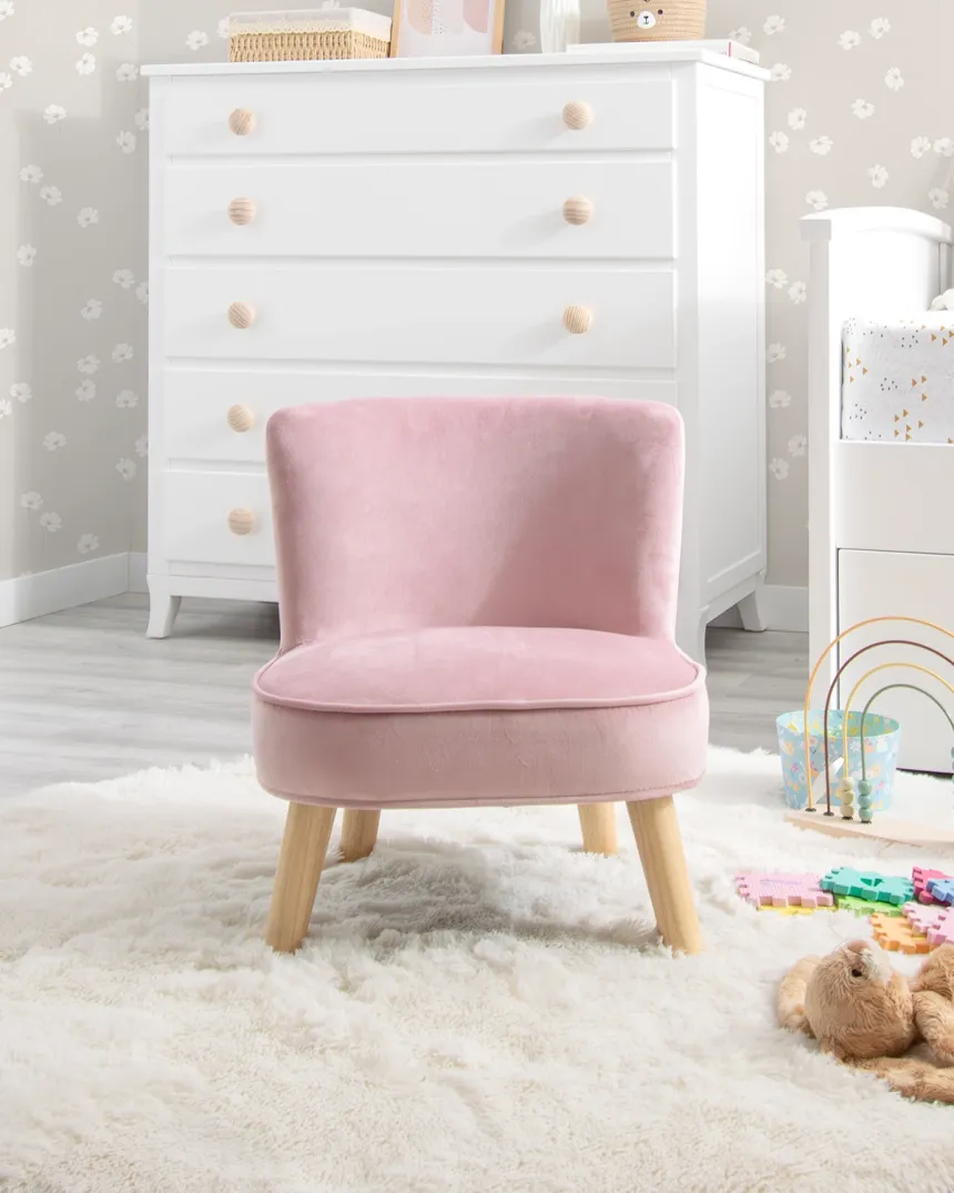 Sillón infantil terciopelo rosa | Envío gratis e inmediato 2