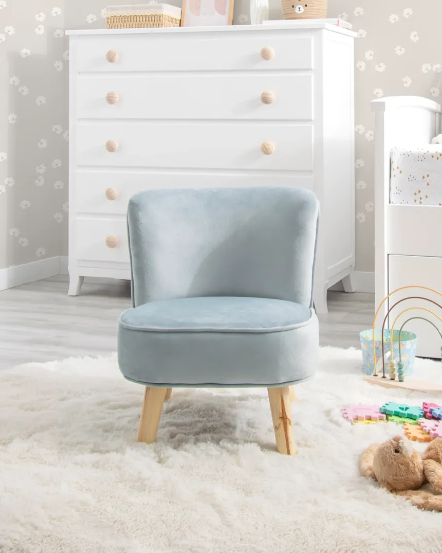 Sillón infantil terciopelo azul | Envío gratuito 2