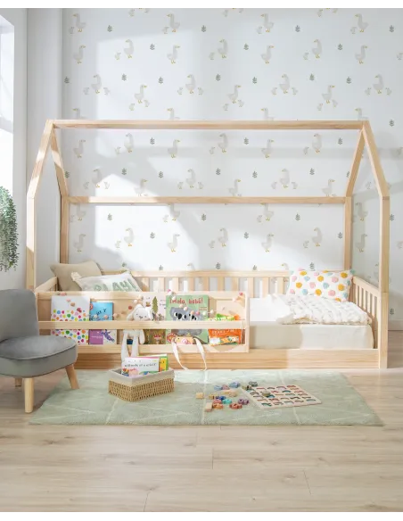 Cama casita Montessori con librería | Envío rápido y gratuito