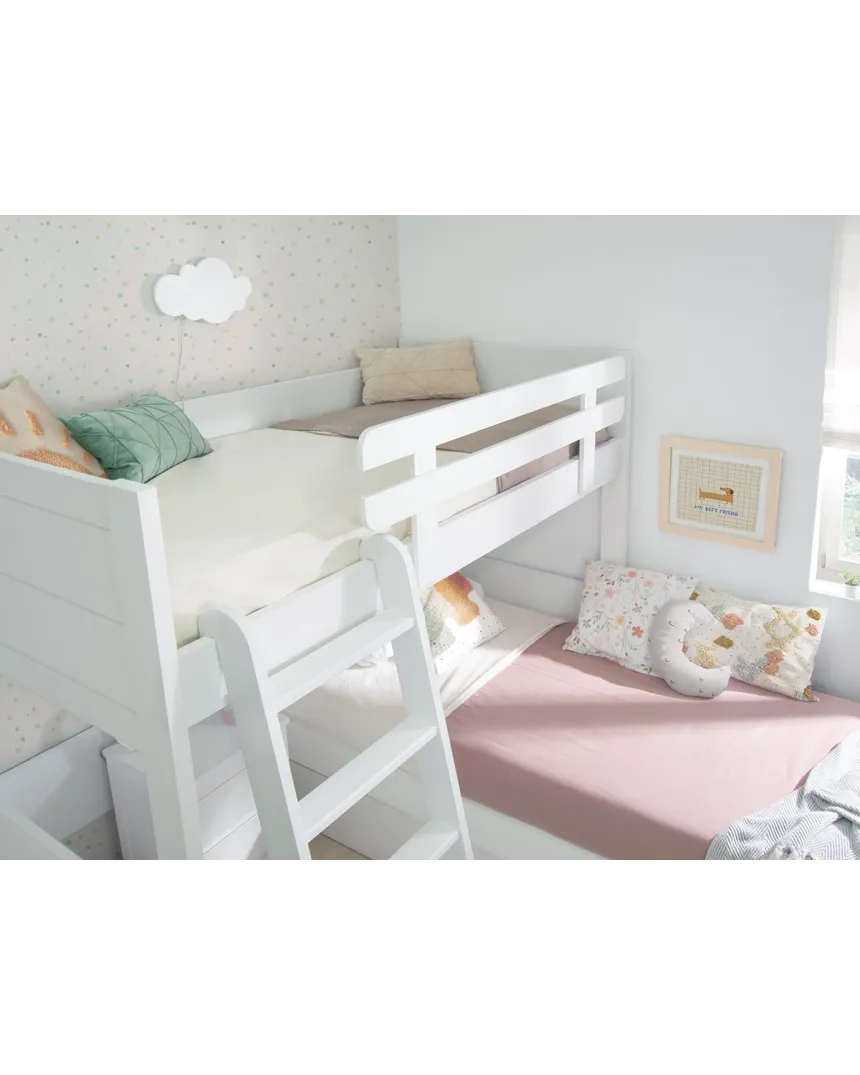Litera en L con tres camas | Solución habitación compartida