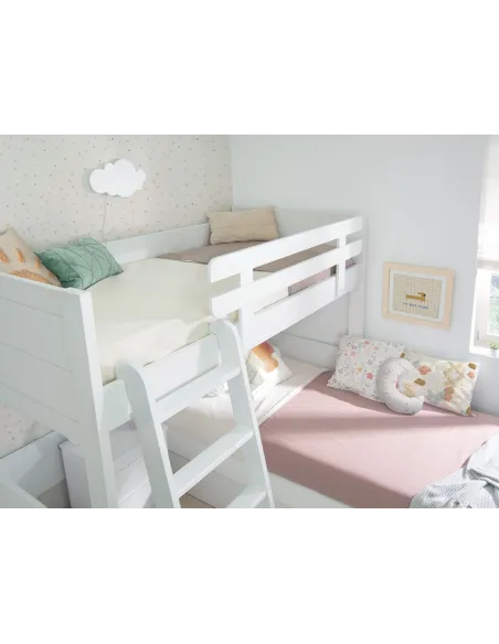 Litera en L con tres camas | Solución habitación compartida