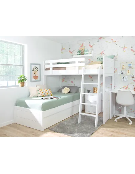 Litera en L con tres camas | Habitaciones para hermanos