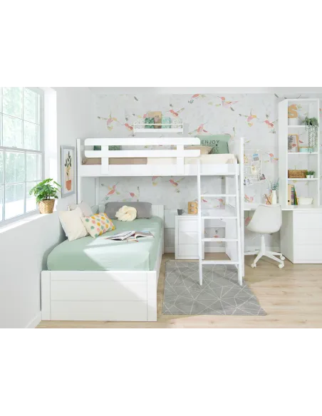 Litera en L con tres camas | Habitaciones para hermanos