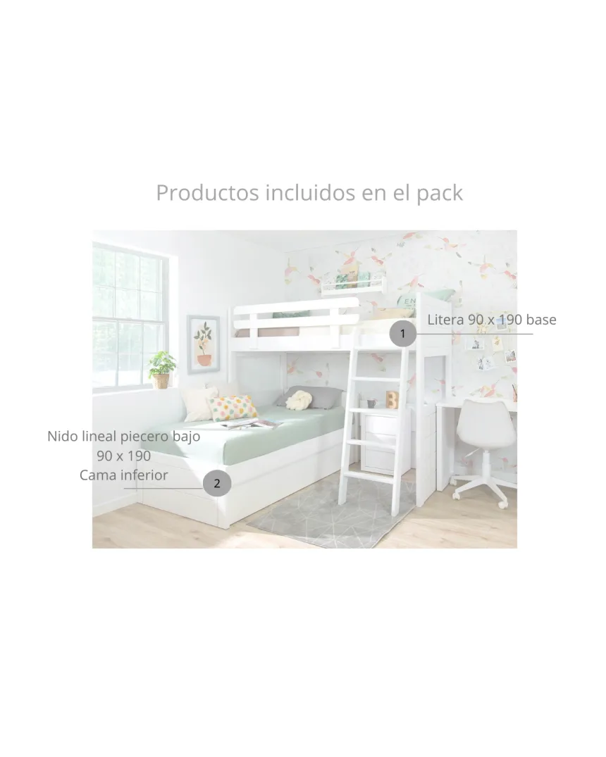 Litera en L con tres camas | Habitaciones para hermanos