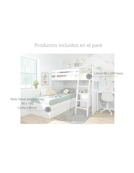 Litera en L con tres camas | Habitaciones para hermanos