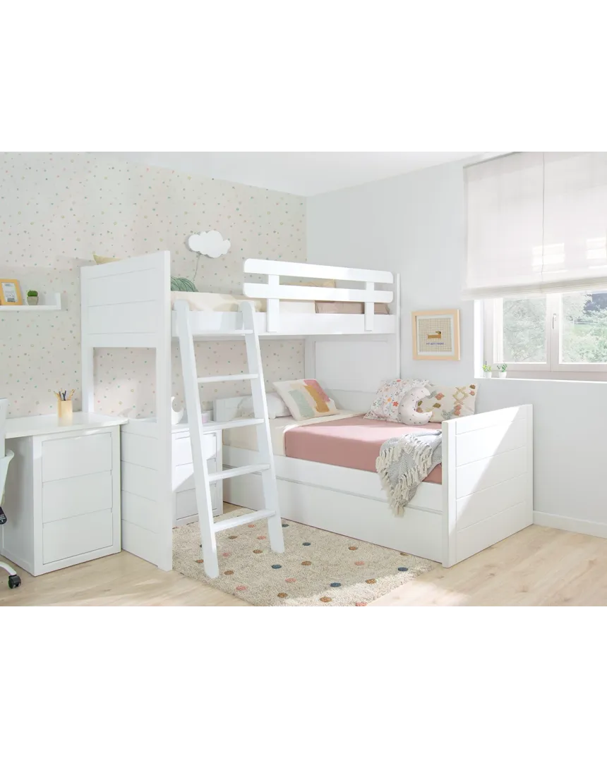 Litera en L con tres camas | Solución habitación compartida