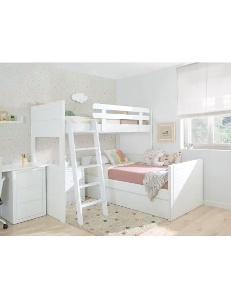 Litera en L con tres camas | Solución habitación compartida