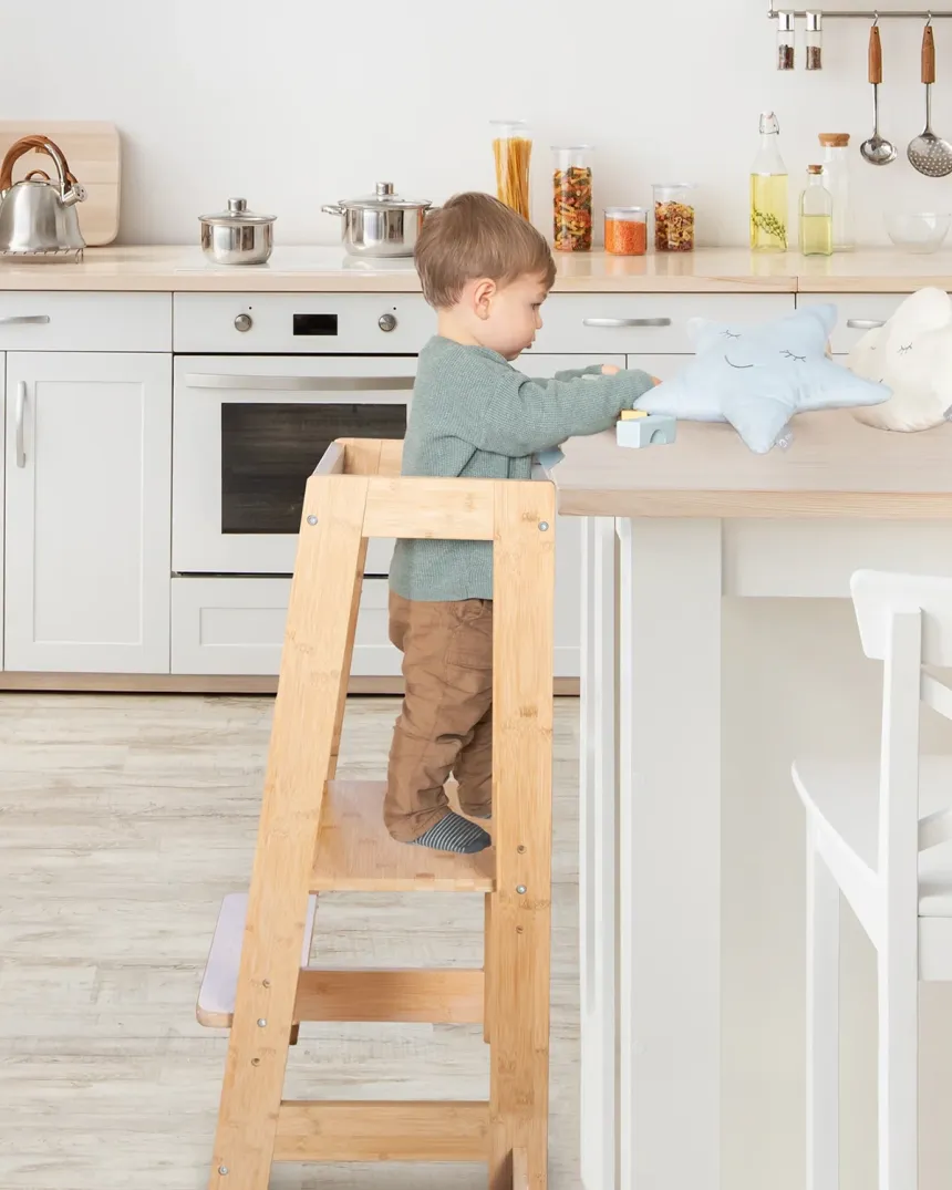Torre de aprendizaje Montessori | Madera natural