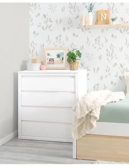Cómoda 4 cajones Blanca - Lineal - Envío Gratuito