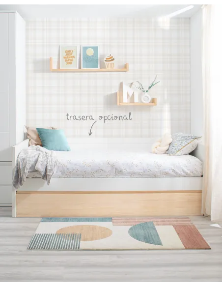 Cama nido juvenil blanca y madera natural Lineal - ¡Envío gratuito!