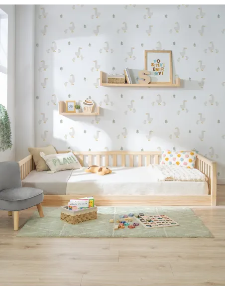 Cama Montessori baja con barrera | Envío gratuito