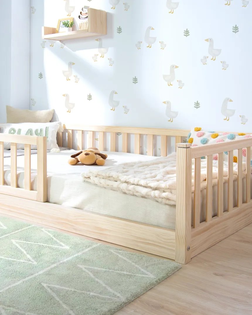 Cama Montessori baja con barrera | Envío gratuito