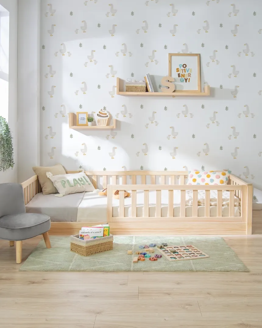 Cama Montessori baja con barrera | Envío gratuito