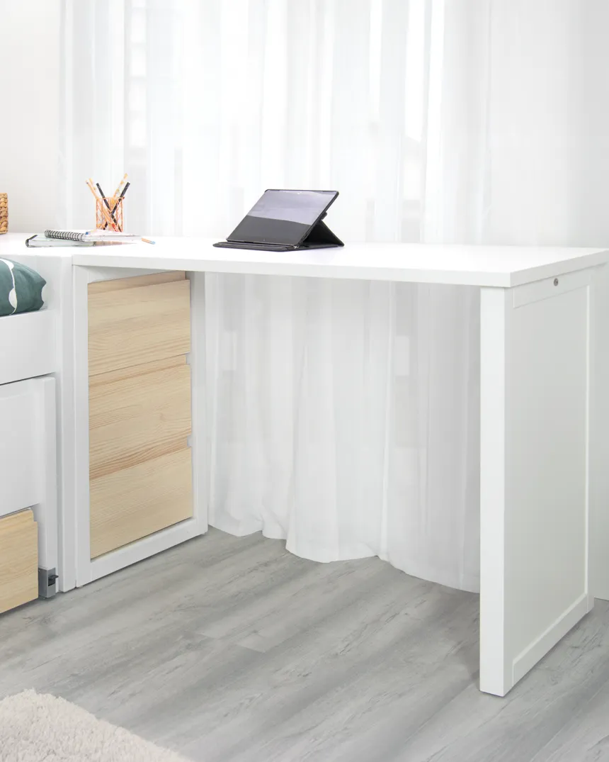 Escritorio con arcón blanco y madera | Envío rápido y gratuito