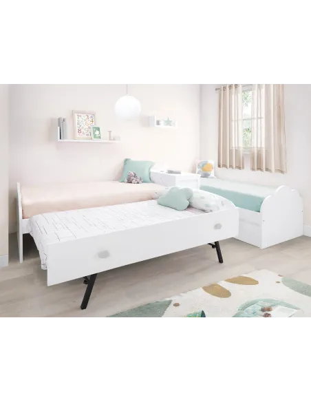 Habitación en L | Cama nido y cama con cajones + almacenaje