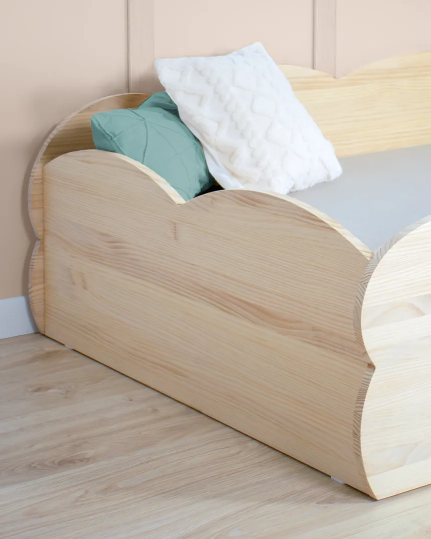 Cama Montessori Nube madera natural lateral