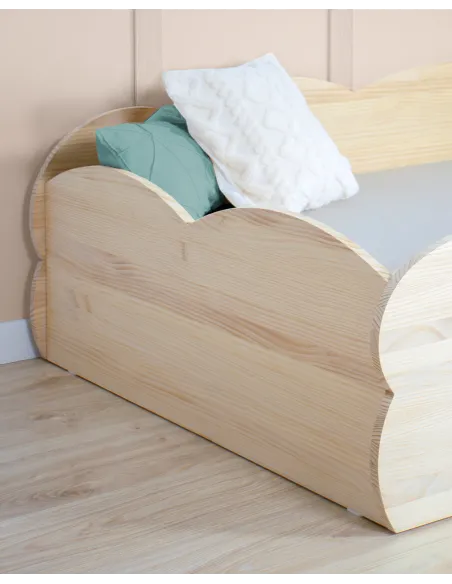 Cama Montessori Nube madera natural lateral