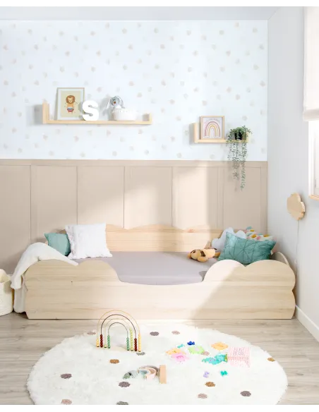 Cama Montessori Nube en madera natural