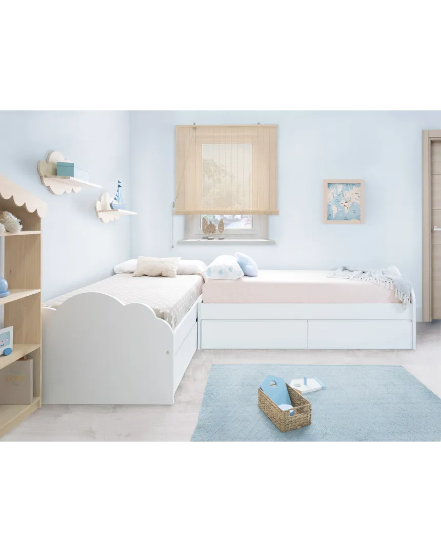 Cama en L Nube con cajones - Envío Gratuito