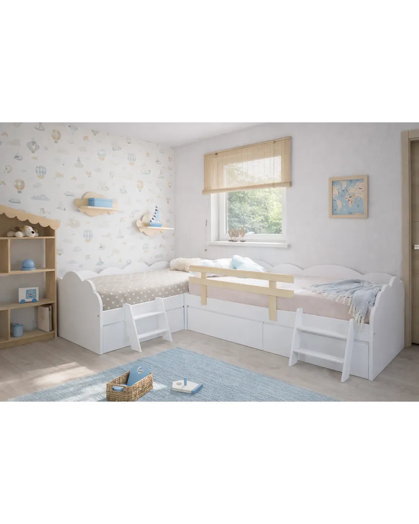 Cama en L Nube con cajones - Envío Gratuito