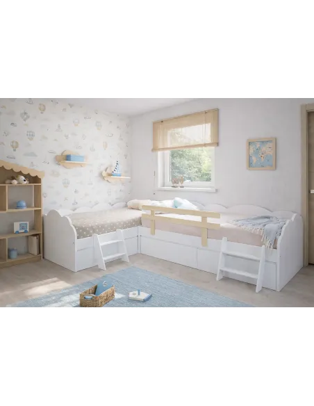 Cama en L Nube con cajones - Envío Gratuito
