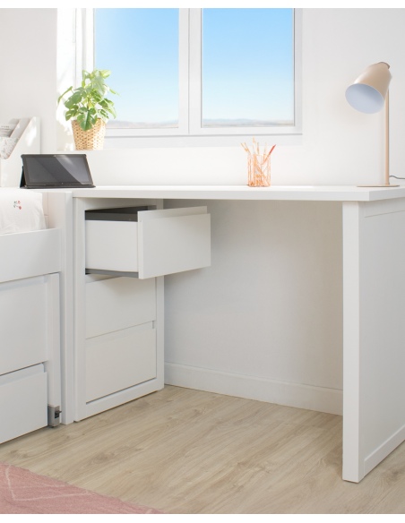 Cama nido en L con zona de estudio - Envío gratuito