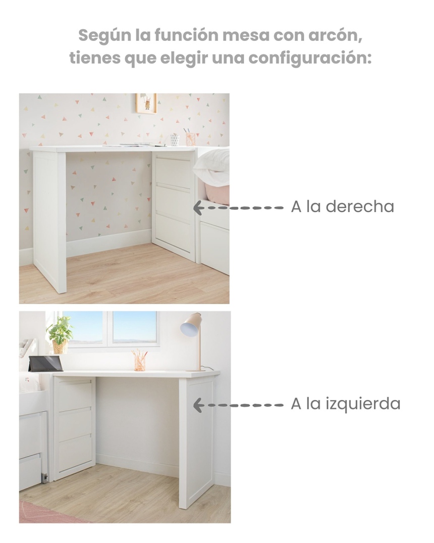 Cama nido en L con zona de estudio - Envío gratuito