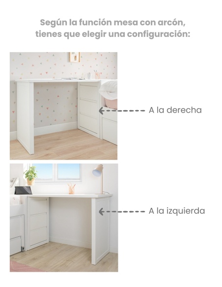 Cama nido en L con zona de estudio - Envío gratuito