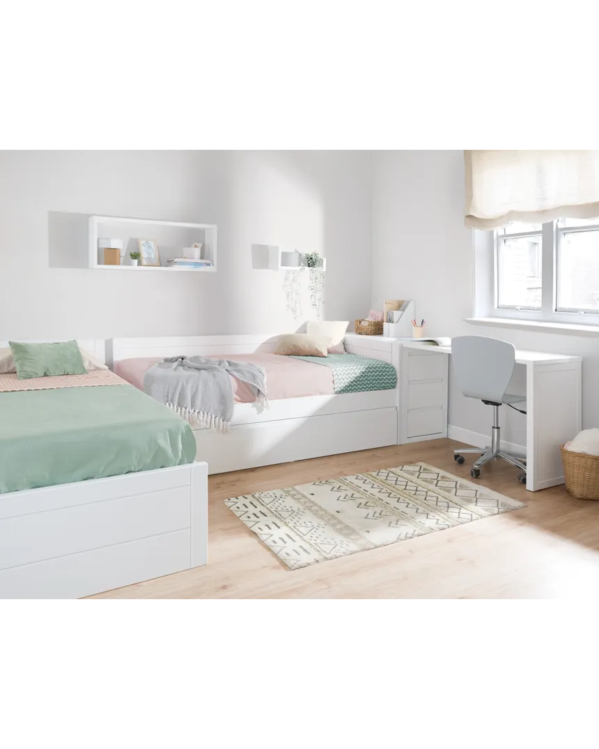 Cama nido en L con zona de estudio - Envío gratuito